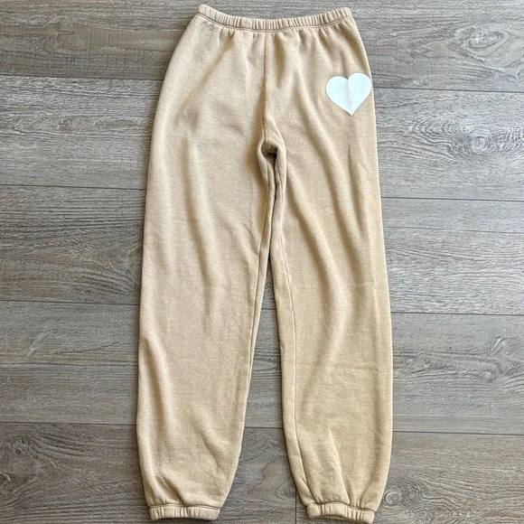 SPRWMN Heart Jogger Sweatpants in Latte w Elastic Cuffs & Waistband Shopbop - Picture 2 of 5